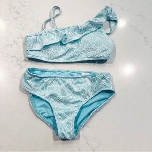 Abercrombie Fitch AF Aqua Floral Ruffle sleeve  Swimwear Set 9/10